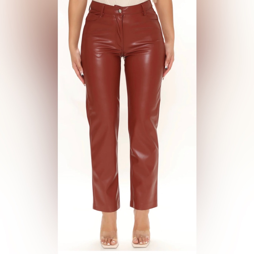 Brown Faux Leather Pants
